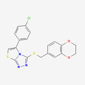 5-(4-Chlorophenyl)-3-{[(2,3-dihydro-1,4-benzodioxin-6-yl)methyl]sulfanyl}-[1,2,4]triazolo[3,4-b][1,3]thiazole