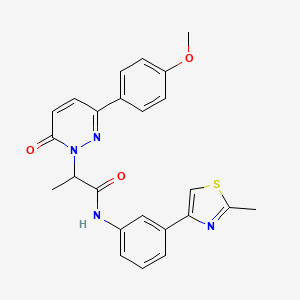 molecular formula C24H22N4O3S B2813692 2-(3-(4-methoxyphenyl)-6-oxopyridazin-1(6H)-yl)-N-(3-(2-methylthiazol-4-yl)phenyl)propanamide CAS No. 1226433-20-0