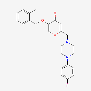 molecular formula C24H25FN2O3 B2813698 2-[[4-(4-Fluorophenyl)piperazin-1-yl]methyl]-5-[(2-methylphenyl)methoxy]pyran-4-one CAS No. 898441-83-3