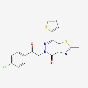 molecular formula C18H12ClN3O2S2 B2813700 5-(2-(4-氯苯基)-2-氧代乙基)-2-甲基-7-(噻吩-2-基)噻唑并[4,5-d]吡啶-4(5H)-酮 CAS No. 953928-23-9