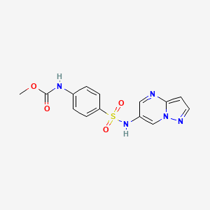molecular formula C14H13N5O4S B2813704 methyl (4-(N-(pyrazolo[1,5-a]pyrimidin-6-yl)sulfamoyl)phenyl)carbamate CAS No. 2034450-25-2