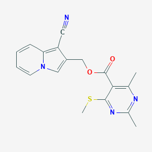 molecular formula C18H16N4O2S B2813711 (1-Cyanoindolizin-2-yl)methyl 2,4-dimethyl-6-(methylsulfanyl)pyrimidine-5-carboxylate CAS No. 1424470-10-9