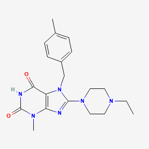 molecular formula C20H26N6O2 B2813713 8-(4-ethylpiperazin-1-yl)-3-methyl-7-(4-methylbenzyl)-1H-purine-2,6(3H,7H)-dione CAS No. 862209-85-6