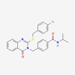 molecular formula C26H24ClN3O2S B2813731 4-((2-((4-氯苄基)硫代)-4-氧代喹唑啉-3(4H)-基)甲基)-N-异丙基苯甲酰胺 CAS No. 1115360-18-3