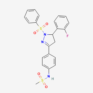 N-(4-(5-(2-fluorophenyl)-1-(phenylsulfonyl)-4,5-dihydro-1H-pyrazol-3-yl)phenyl)methanesulfonamide