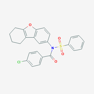 molecular formula C25H20ClNO4S B281375 4-chloro-N-(phenylsulfonyl)-N-(6,7,8,9-tetrahydrodibenzo[b,d]furan-2-yl)benzamide 