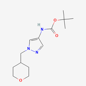 molecular formula C14H23N3O3 B2813751 tert-butyl (1-((tetrahydro-2H-pyran-4-yl)methyl)-1H-pyrazol-4-yl)carbamate CAS No. 1705351-29-6