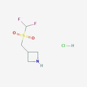 molecular formula C5H10ClF2NO2S B2813757 3-(((Difluoromethyl)sulfonyl)methyl)azetidine hcl CAS No. 2361643-40-3