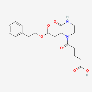 molecular formula C19H24N2O6 B2813758 5-Oxo-5-{3-oxo-2-[2-oxo-2-(phenethyloxy)ethyl]-1-piperazinyl}pentanoic acid CAS No. 1042701-26-7