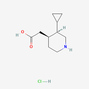 molecular formula C10H18ClNO2 B2813765 2-[(3R,4S)-3-环丙基哌啶-4-基]乙酸；盐酸 CAS No. 2490314-31-1