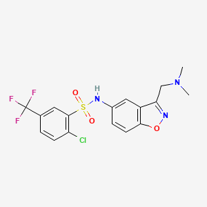 molecular formula C17H15ClF3N3O3S B2813768 2-chloro-N-{3-[(dimethylamino)methyl]-1,2-benzoxazol-5-yl}-5-(trifluoromethyl)benzene-1-sulfonamide CAS No. 2380070-36-8