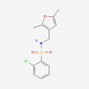 molecular formula C13H14ClNO3S B2813769 2-chloro-N-((2,5-dimethylfuran-3-yl)methyl)benzenesulfonamide CAS No. 1351645-23-2