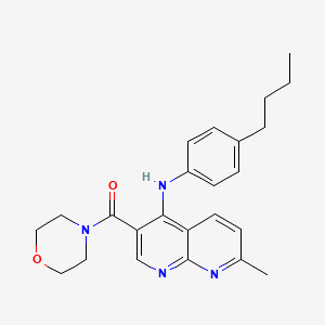 molecular formula C24H28N4O2 B2813779 (4-((4-丁基苯基)氨基)-7-甲基-1,8-萘啉-3-基)(吗啉)甲酮 CAS No. 1251617-66-9