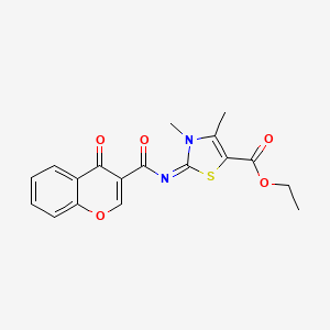 molecular formula C18H16N2O5S B2813782 (Z)-ethyl 3,4-dimethyl-2-((4-oxo-4H-chromene-3-carbonyl)imino)-2,3-dihydrothiazole-5-carboxylate CAS No. 477555-87-6