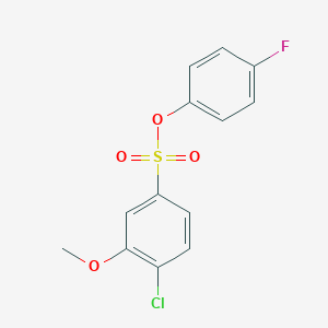 molecular formula C13H10ClFO4S B2813807 4-Fluorophenyl 4-chloro-3-methoxybenzene-1-sulfonate CAS No. 2380193-77-9