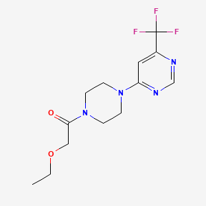 molecular formula C13H17F3N4O2 B2813808 2-乙氧基-1-(4-(6-(三氟甲基)嘧啶-4-基)哌嗪-1-基)乙酮 CAS No. 2034263-81-3