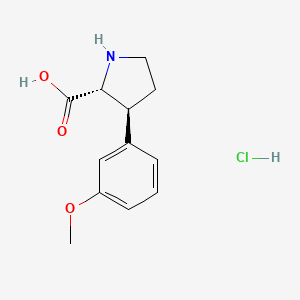 molecular formula C12H16ClNO3 B2813809 (2R,3S)-3-(3-methoxyphenyl)pyrrolidine-2-carboxylic acid hydrochloride CAS No. 1808662-90-9