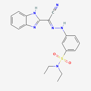 molecular formula C19H20N6O2S B2813811 (E)-N'-(3-(N,N-diethylsulfamoyl)phenyl)-1H-benzo[d]imidazole-2-carbohydrazonoyl cyanide CAS No. 327091-65-6