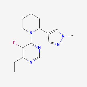 4-Ethyl-5-fluoro-6-[2-(1-methylpyrazol-4-yl)piperidin-1-yl]pyrimidine