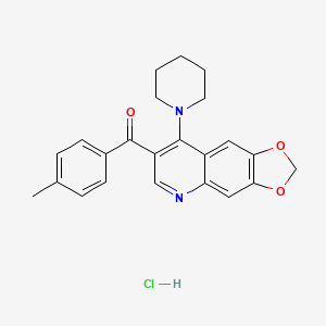 molecular formula C23H23ClN2O3 B2813821 1-[7-(4-methylbenzoyl)-2H-[1,3]dioxolo[4,5-g]quinolin-8-yl]piperidine hydrochloride CAS No. 2097899-30-2