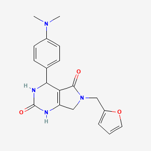 molecular formula C19H20N4O3 B2813830 4-(4-(二甲胺)苯基)-6-(呋喃-2-基甲基)-3,4,6,7-四氢-1H-吡咯并[3,4-d]嘧啶-2,5-二酮 CAS No. 1173042-85-7