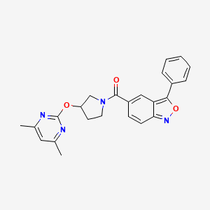 molecular formula C24H22N4O3 B2813839 (3-((4,6-Dimethylpyrimidin-2-yl)oxy)pyrrolidin-1-yl)(3-phenylbenzo[c]isoxazol-5-yl)methanone CAS No. 2034366-38-4