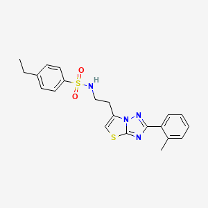 4-ethyl-N-(2-(2-(o-tolyl)thiazolo[3,2-b][1,2,4]triazol-6-yl)ethyl)benzenesulfonamide