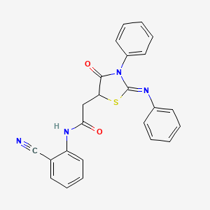 (E)-N-(2-cyanophenyl)-2-(4-oxo-3-phenyl-2-(phenylimino)thiazolidin-5-yl)acetamide