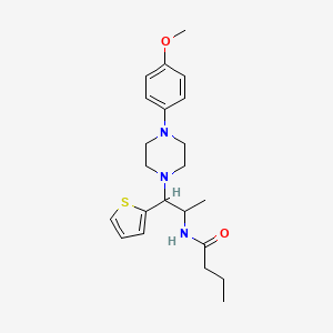 molecular formula C22H31N3O2S B2813856 N-(1-(4-(4-methoxyphenyl)piperazin-1-yl)-1-(thiophen-2-yl)propan-2-yl)butyramide CAS No. 887206-34-0