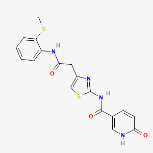 N-(4-(2-((2-(methylthio)phenyl)amino)-2-oxoethyl)thiazol-2-yl)-6-oxo-1,6-dihydropyridine-3-carboxamide
