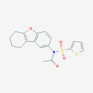 molecular formula C18H17NO4S2 B281386 N-acetyl-N-(6,7,8,9-tetrahydrodibenzo[b,d]furan-2-yl)-2-thiophenesulfonamide 
