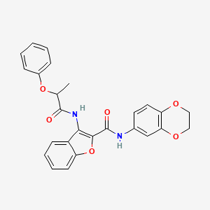 N-(2,3-dihydrobenzo[b][1,4]dioxin-6-yl)-3-(2-phenoxypropanamido)benzofuran-2-carboxamide