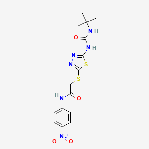 2-((5-(3-(tert-butyl)ureido)-1,3,4-thiadiazol-2-yl)thio)-N-(4-nitrophenyl)acetamide