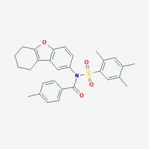 molecular formula C29H29NO4S B281390 2,4,5-trimethyl-N-(4-methylbenzoyl)-N-(6,7,8,9-tetrahydrodibenzo[b,d]furan-2-yl)benzenesulfonamide 