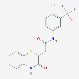 molecular formula C17H12ClF3N2O2S B2813906 N-[4-chloro-3-(trifluoromethyl)phenyl]-2-(3-oxo-4H-1,4-benzothiazin-2-yl)acetamide CAS No. 367908-26-7