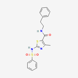 molecular formula C19H19N3O3S2 B2813915 4-methyl-N-phenethyl-2-(phenylsulfonamido)thiazole-5-carboxamide CAS No. 941879-34-1