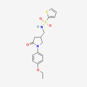 molecular formula C17H20N2O4S2 B2813920 N-((1-(4-ethoxyphenyl)-5-oxopyrrolidin-3-yl)methyl)thiophene-2-sulfonamide CAS No. 954655-72-2