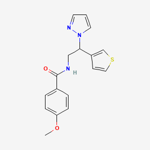 molecular formula C17H17N3O2S B2813945 N-(2-(1H-pyrazol-1-yl)-2-(thiophen-3-yl)ethyl)-4-methoxybenzamide CAS No. 2034339-83-6