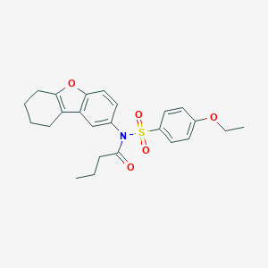 molecular formula C24H27NO5S B281395 N-[(4-ethoxyphenyl)sulfonyl]-N-6,7,8,9-tetrahydrodibenzo[b,d]furan-2-ylbutanamide 