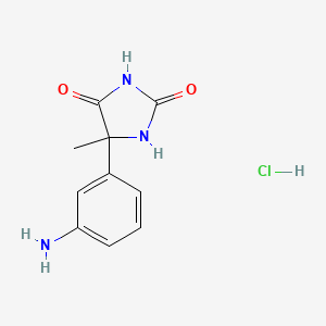 molecular formula C10H12ClN3O2 B2813950 5-(3-Aminophenyl)-5-methylimidazolidine-2,4-dione hydrochloride CAS No. 1374408-16-8