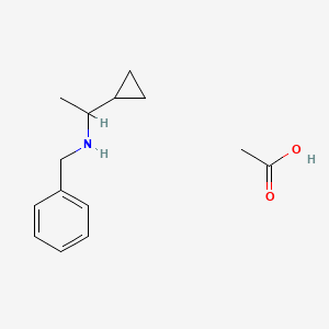 molecular formula C14H21NO2 B2813963 acetic acid;N-benzyl-1-cyclopropylethanamine CAS No. 1252180-29-2