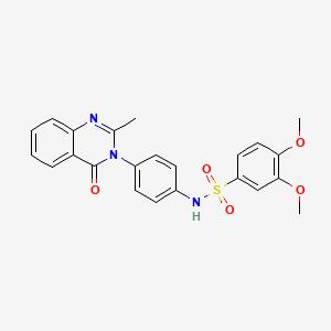 molecular formula C23H21N3O5S B2813969 3,4-dimethoxy-N-(4-(2-methyl-4-oxoquinazolin-3(4H)-yl)phenyl)benzenesulfonamide CAS No. 898429-05-5