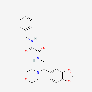 molecular formula C23H27N3O5 B2813971 N-[2-(1,3-苯并二氧杂杂环戊-5-基)-2-吗啉-4-基乙基]-N'-(4-甲基苄基)乙二酰胺 CAS No. 896350-17-7