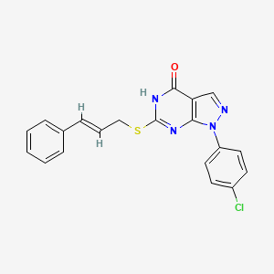 molecular formula C20H15ClN4OS B2813981 1-(4-chlorophenyl)-6-(cinnamylthio)-1H-pyrazolo[3,4-d]pyrimidin-4(5H)-one CAS No. 946200-30-2