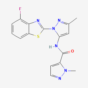 molecular formula C16H13FN6OS B2813982 N-(1-(4-氟苯并[d]噻唑-2-基)-3-甲基-1H-吡唑-5-基)-1-甲基-1H-吡唑-5-甲酰胺 CAS No. 1170156-92-9