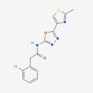molecular formula C14H11ClN4O2S B2814000 2-(2-氯苯基)-N-(5-(2-甲硫唑-4-基)-1,3,4-噁二唑-2-基)乙酰胺 CAS No. 1251631-98-7