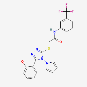 molecular formula C22H18F3N5O2S B2814002 2-{[5-(2-methoxyphenyl)-4-(1H-pyrrol-1-yl)-4H-1,2,4-triazol-3-yl]sulfanyl}-N-[3-(trifluoromethyl)phenyl]acetamide CAS No. 896316-55-5