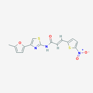 molecular formula C15H11N3O4S2 B2814003 (E)-N-(4-(5-甲基呋喃-2-基)噻唑-2-基)-3-(5-硝基噻吩-2-基)丙烯酰胺 CAS No. 476642-69-0