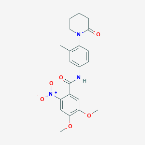 molecular formula C21H23N3O6 B2814005 4,5-dimethoxy-N-(3-methyl-4-(2-oxopiperidin-1-yl)phenyl)-2-nitrobenzamide CAS No. 941978-49-0