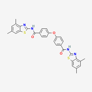 molecular formula C32H26N4O3S2 B2814013 N-(4,6-Dimethyl-1,3-benzothiazol-2-YL)-4-{4-[(4,6-dimethyl-1,3-benzothiazol-2-YL)carbamoyl]phenoxy}benzamide CAS No. 325987-90-4